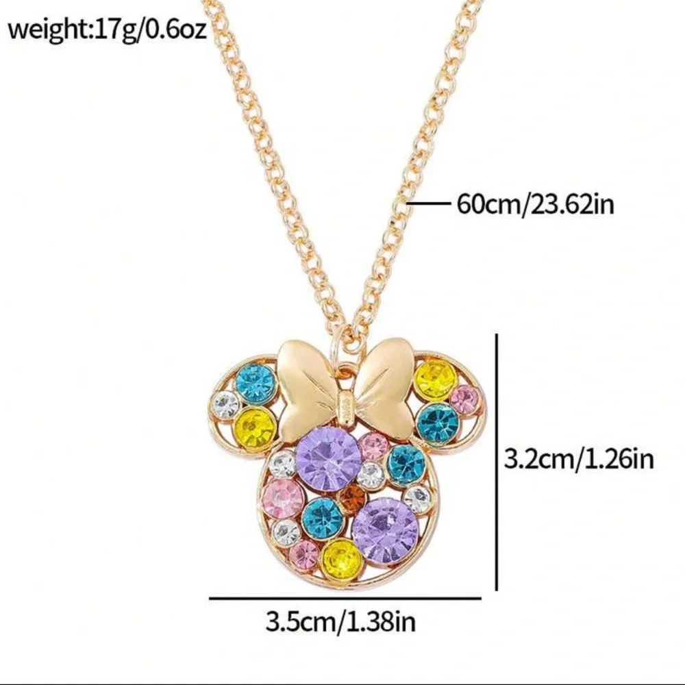 Colorful Crystal Disney Minnie Mouse Necklace - Picture 9 of 9